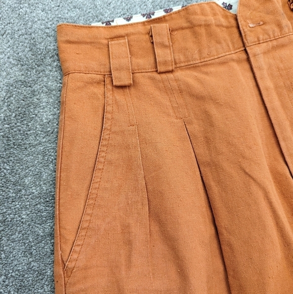 VINTAGE Hunters Run Orange High Waisted cotton blend Pleated Shorts Size 12 - Picture 2 of 12